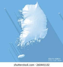 South Korea map 3d vector - triangle surface