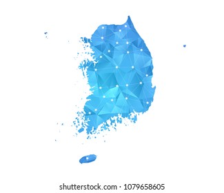 South Korea Map - Abstract geometric rumpled triangular low poly style gradient graphic on white background , line dots polygonal design for your . Vector illustration eps 10.