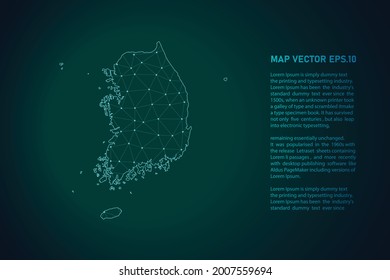 south Korea map. Abstract mash line and point scales on dark background . 3D mesh polygonal network line, design sphere, dot and structure. Vector illustration eps 10.