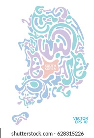 South Korea map. Abstract shape color concept.