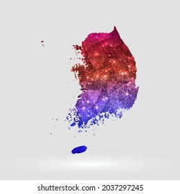 South Korea map background in polygonal style. Vector illustration low poly colorful South Korea map of isolated. Vector EPS 10.