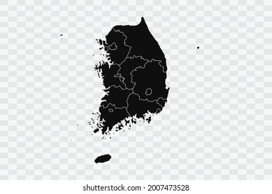 South Korea map black Color on Backgound png