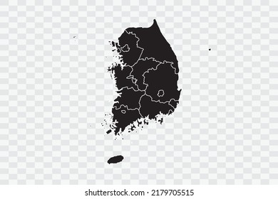 South Korea Map black Color on White Backgound quality files Png 