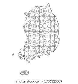 South Korea map from black pattern from composed puzzles. Vector illustration.