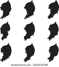 South Korea map black silhouette vector style with white background