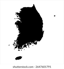 South Korea Map - black World Map International vector template with High detailed isolated on white background - Vector