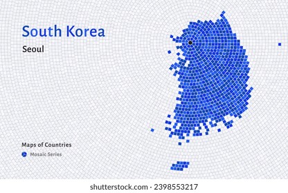 Mapa de Corea del Sur con capital de Seúl en un patrón mosaico	