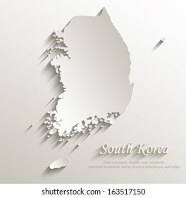 South Korea map card paper 3D natural vector