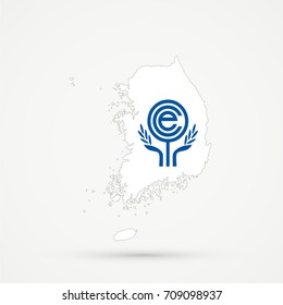 South Korea Map In Economic Cooperation Organization (ECO) Flag Colors, Editable Vector.