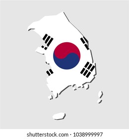 South Korea Map Flag