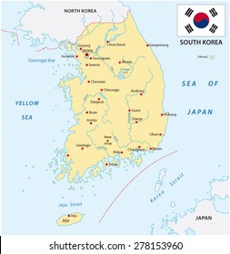 South Korea Map With Flag