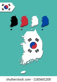 South Korea map with flag decoration