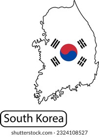 South korea map with flag inside. Vector illustration isolated on white background.