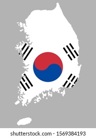 South Korea Map Flag Vector