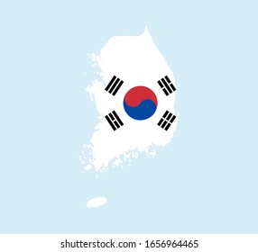 Südkorea Karte, Flagge. Vektorillustration, Flachdesign.