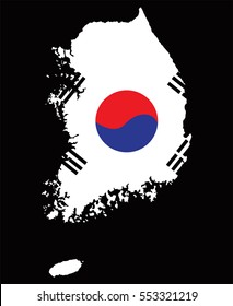 South Korea Map with Flag Vector