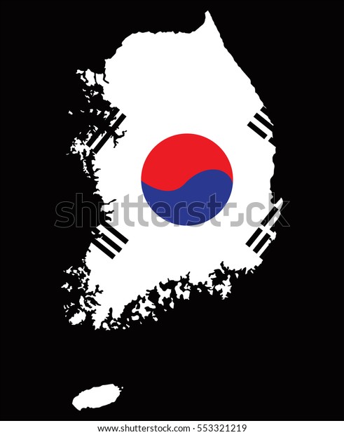 South Korea Map Flag Vector Stock Vector Royalty Free 553321219