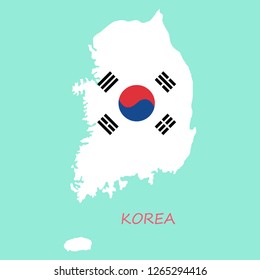South Korea map flat icon with long shadow. Vector EPS10
