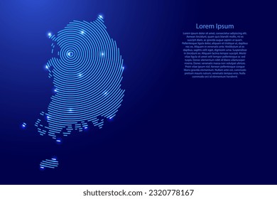 South Korea, map from futuristic concentric blue circles and glowing stars for banner, poster, greeting card