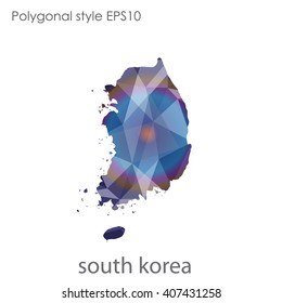 South Korea map in geometric polygonal style.Abstract gems triangle,modern design background.