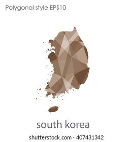 South Korea map in geometric polygonal style.Abstract gems triangle,modern design background.