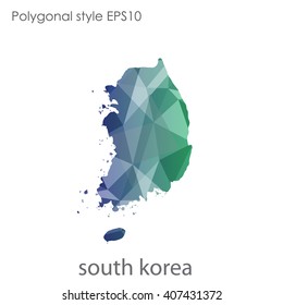 South Korea map in geometric polygonal style.Abstract gems triangle,modern design background.