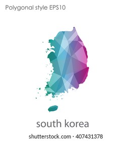 South Korea map in geometric polygonal style.Abstract gems triangle,modern design background.