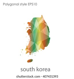 South Korea map in geometric polygonal style.Abstract gems triangle,modern design background.