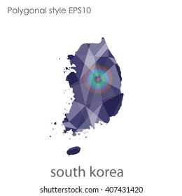 South Korea map in geometric polygonal style.Abstract gems triangle,modern design background.