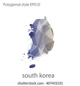 South Korea map in geometric polygonal style.Abstract gems triangle,modern design background.