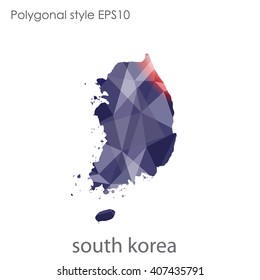 South Korea map in geometric polygonal style.Abstract gems triangle,modern design background.