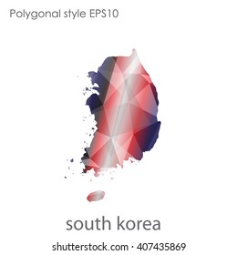 South Korea map in geometric polygonal style.Abstract gems triangle,modern design background.