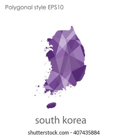 South Korea map in geometric polygonal style.Abstract gems triangle,modern design background.