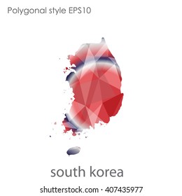 South Korea map in geometric polygonal style.Abstract gems triangle,modern design background.