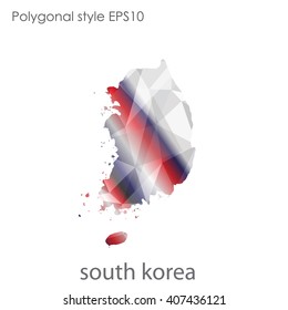 South Korea map in geometric polygonal style.Abstract gems triangle,modern design background.