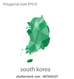 South Korea map in geometric polygonal style.Abstract gems triangle,modern design background.