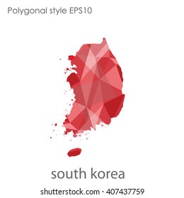 South Korea map in geometric polygonal style.Abstract gems triangle,modern design background.