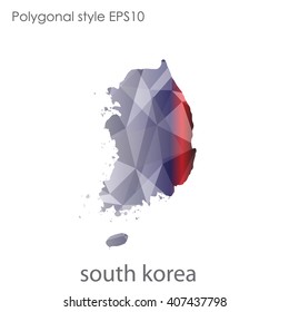 South Korea map in geometric polygonal style.Abstract gems triangle,modern design background.