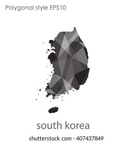 South Korea map in geometric polygonal style.Abstract gems triangle,modern design background.
