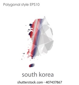 South Korea map in geometric polygonal style.Abstract gems triangle,modern design background.