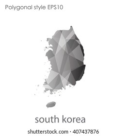 South Korea map in geometric polygonal style.Abstract gems triangle,modern design background.
