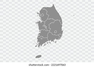 South Korea Map grey Color on White Background  Png