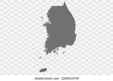 South Korea Map grey Color on White no demarcation line Background  Png