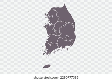 South Korea Map Grey Color on White Background quality files Png