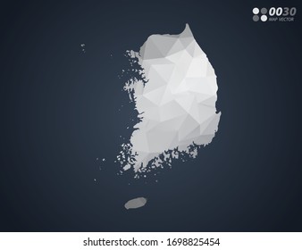 South Korea map grey polygon red triangle mosaic with dark background. style gradient vector.