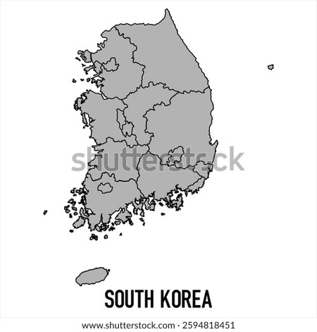 South Korea map in grey style isolated on white background. Vector illustration