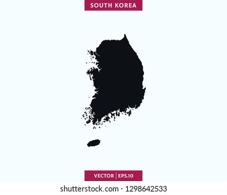 South Korea Map. High Detailed Silhouette Map - Vector