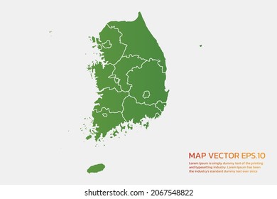 South Korea map High Detailed green color. on white background. Abstract design vector illustration eps 10