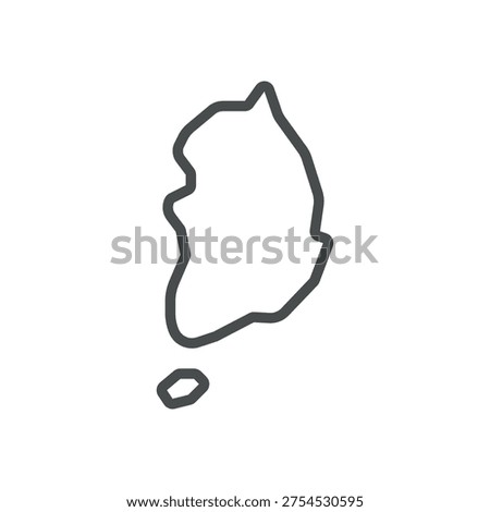 South Korea Map Icon, Emblem of National Territory and Geographic Korean Symbol, Simple Thin Linear Outline Vector Sign.