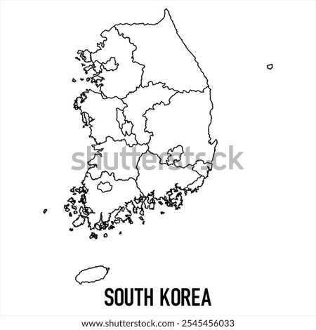south korea map icon isolated on white background. Outline map. Simple line icon. Vector illustration